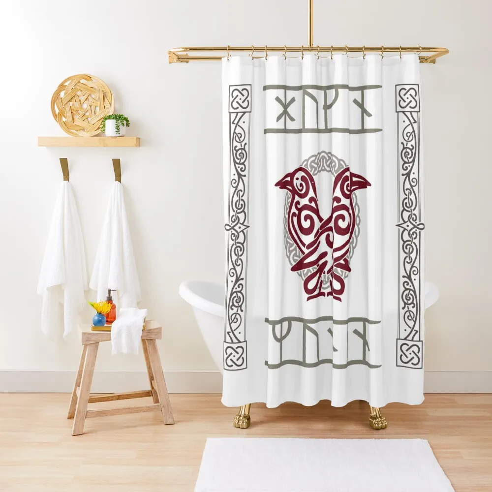 

Odin's Ravens Huginn & Muninn Norse Mythology Shower Curtain Washable Waterproof Fabric Shower For Shower Curtain