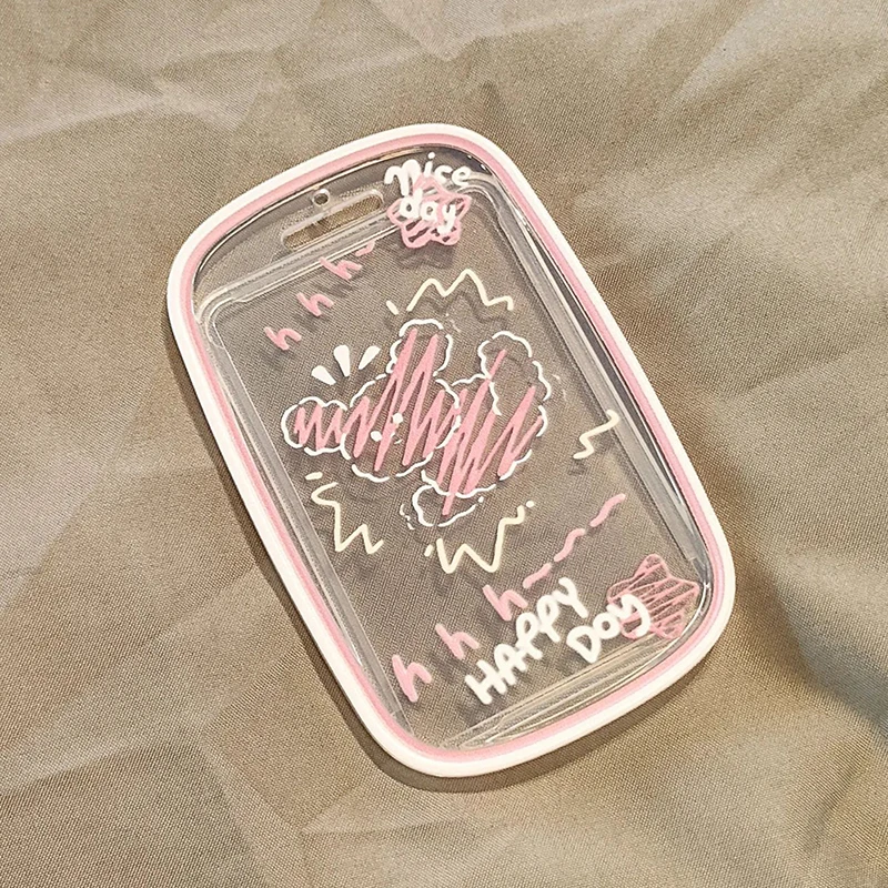 كلب سعيد-حامل صور شفاف ، 3 بوصة ، سلسلة مفاتيح ، لبطاقة الطالب والحافلة والطالب