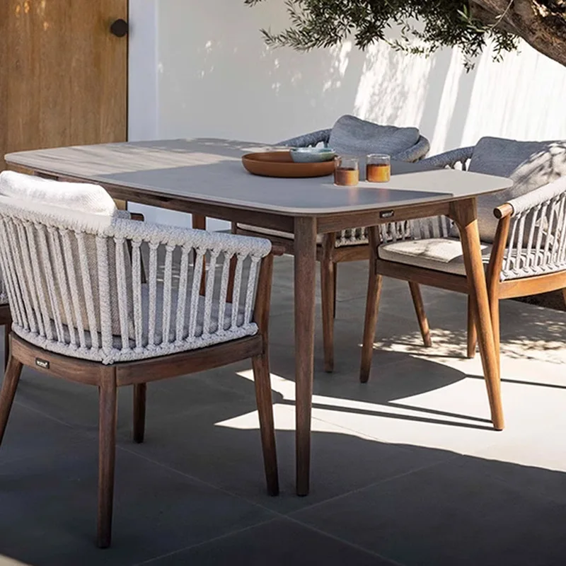 Q outdoor solid wood sofa villa vacation balcony sofa rattan chair courtyard outdoor sofa