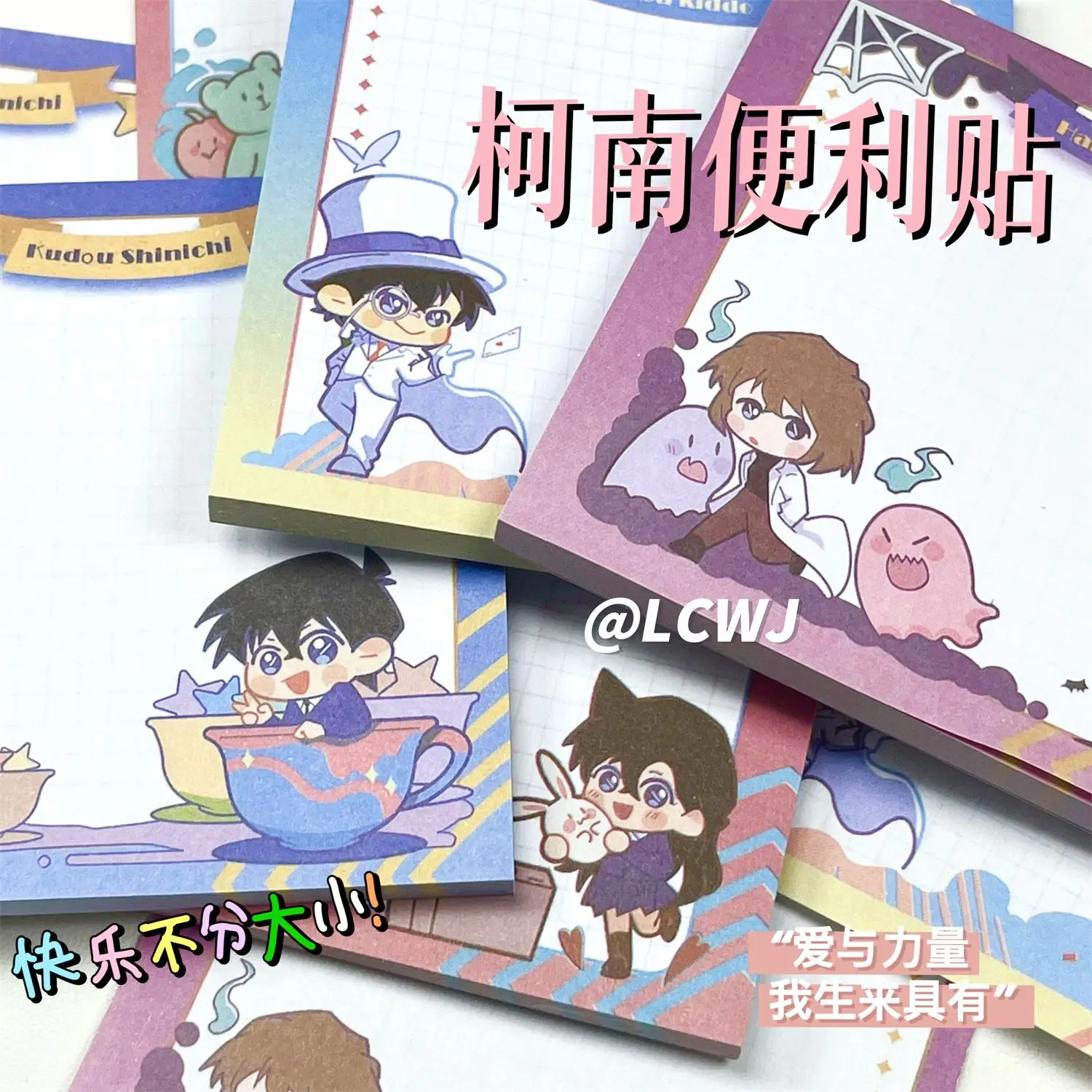 Detective Conan Sticky Notes Kudou Shinichi Kaitou Kiddo Memo Pad Kawaii Leave Message Anime Goods Student Stationery Cute Gift