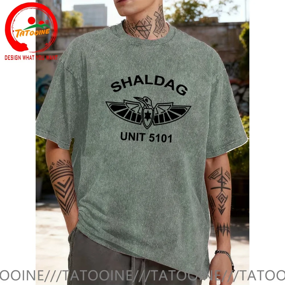 Vintage Washed Cotton T-Shirt Israel Air Force SHALDAG T Shirt for Men Fashion Trendy Casual Clothing