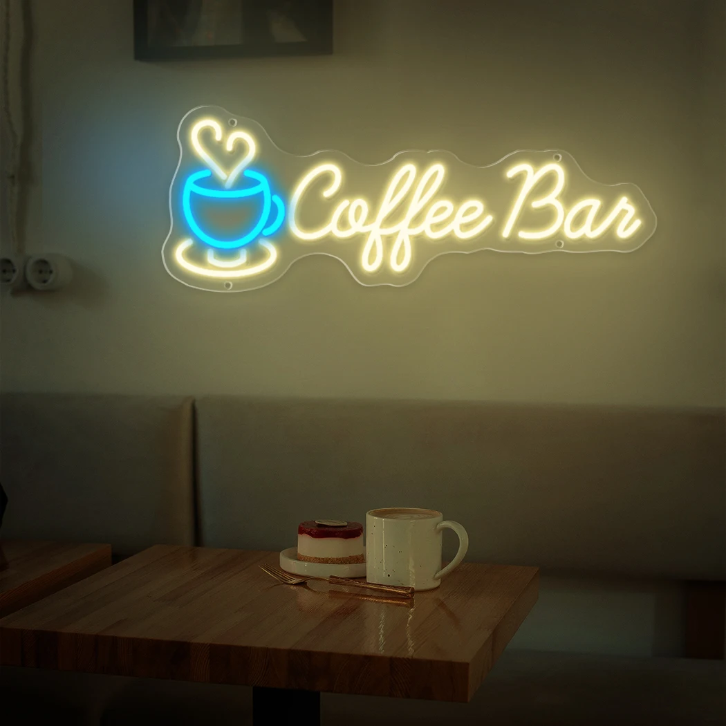 Tanda Neon Bar kopi LED lampu gantung berdaya USB untuk kafe restoran rumah dapur restoran toko Bar dekorasi pesta seni