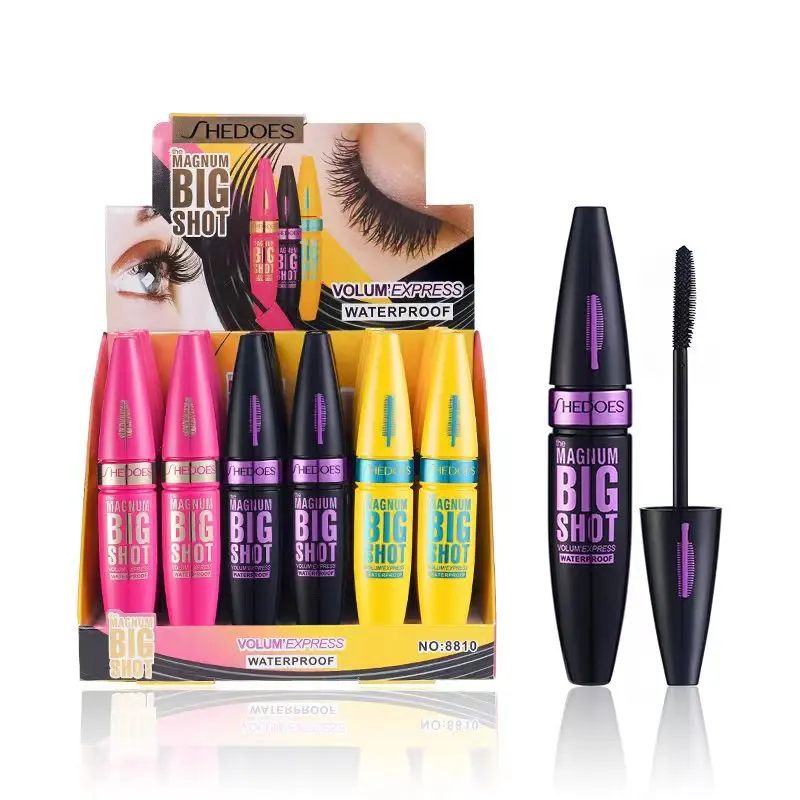 Eyelash Mascara Waterproof Mascara Thick Fiber Long Curl Silicone Brush Mascara Makeup Kit Long Lasting Natural Curling