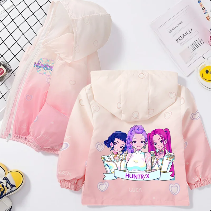 

KPop пальто «Охотники на демонов» для девочек, весенне-осенняя модная одежда, каваи, аниме, ветрозащитная дышащая спортивная куртка для отдыха, подарки для детей