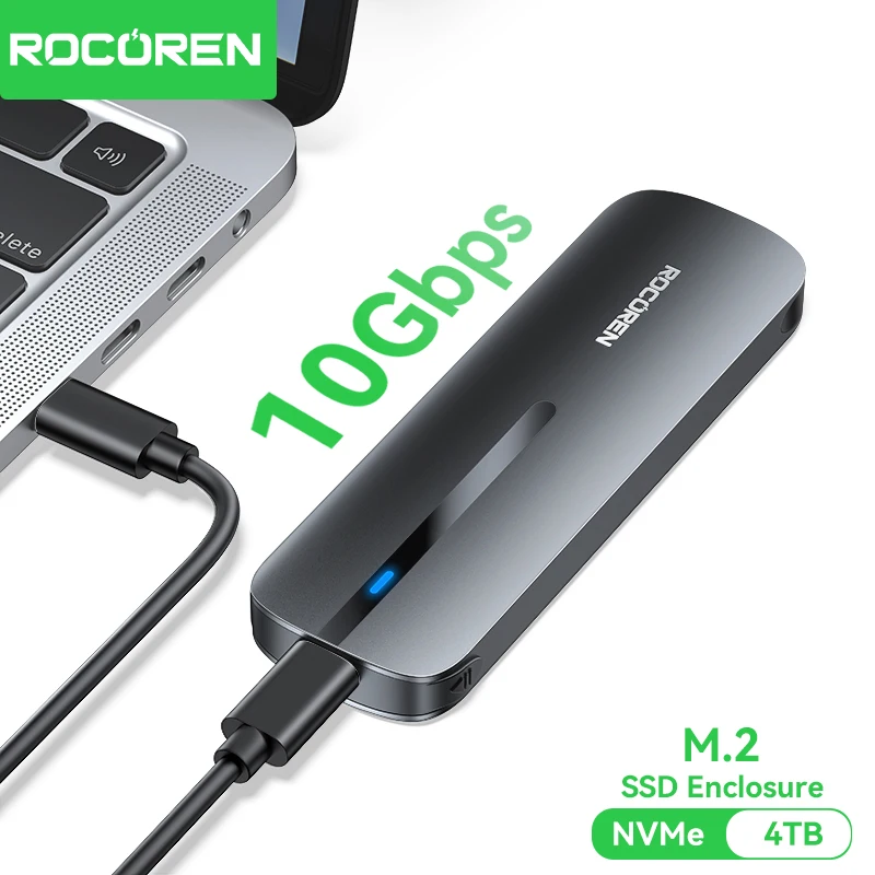 Rocoren External Enclosure M2 SSD Case M2 NVMe SSD Enclosure Adapter Ten Gigabit USB 31 Gen Two USB TypeC Supports M And BM Keys