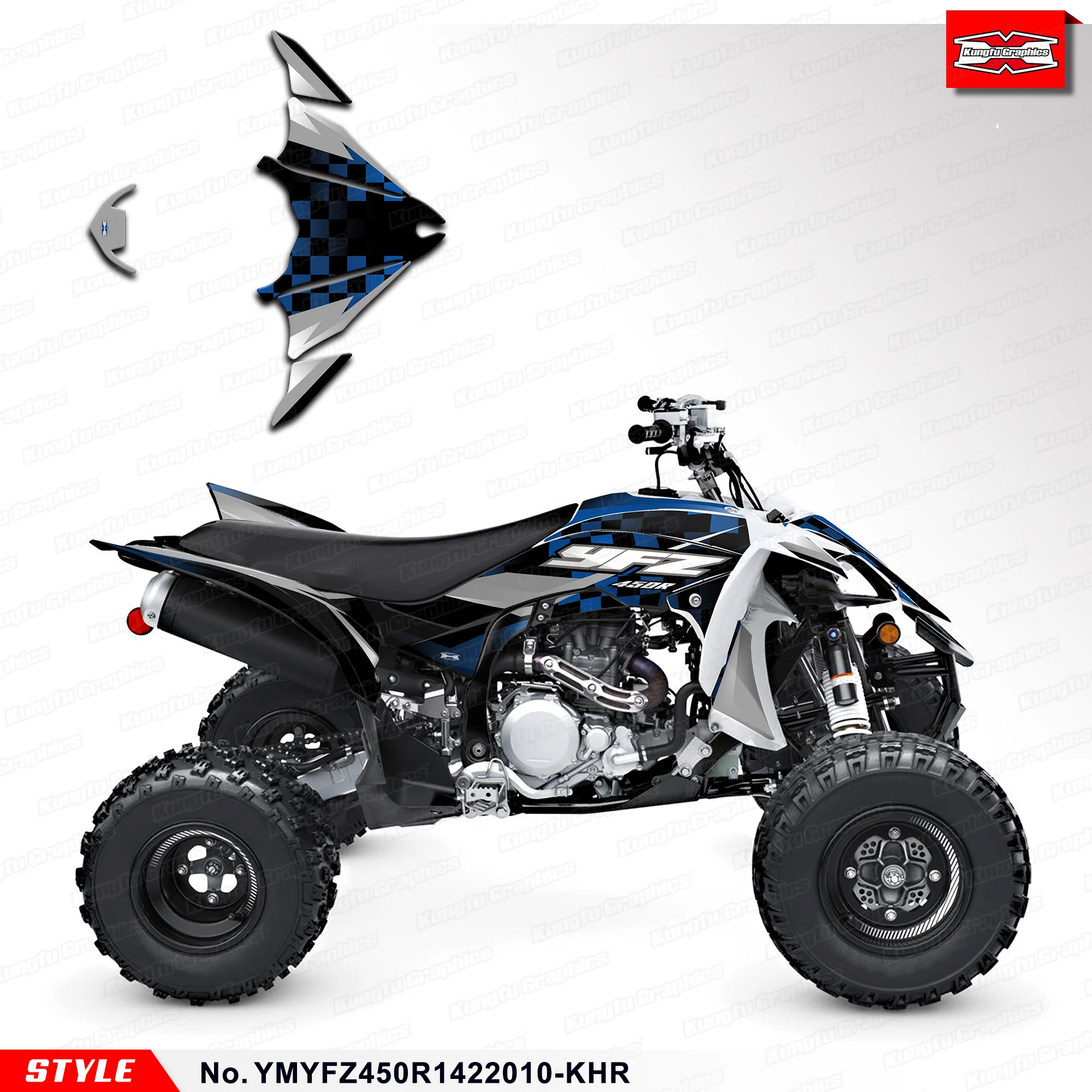 

KUNGFU GRAPHICS Racing Sticker Durable Vinyl for YAMAH YFZ450R YFZ 450R 14 15 16 17 18 19 20 21 22 23 24 25,YMYFZ450R1422010-KHR