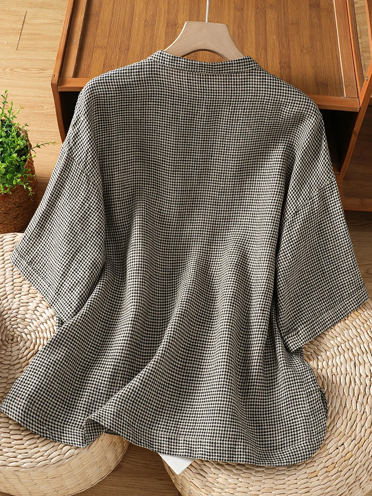 Retro Chinese Style Plaid Cott - Summer Clothing Elegant review and price