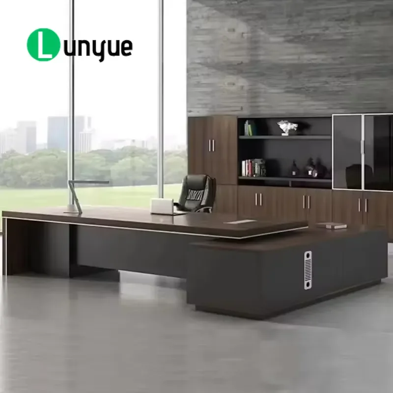 Modern Executive Desk with Cabinets 1.8m 2m 2.2m Boss Workbench Office Furniture Large Storage Computer Table for Home Office