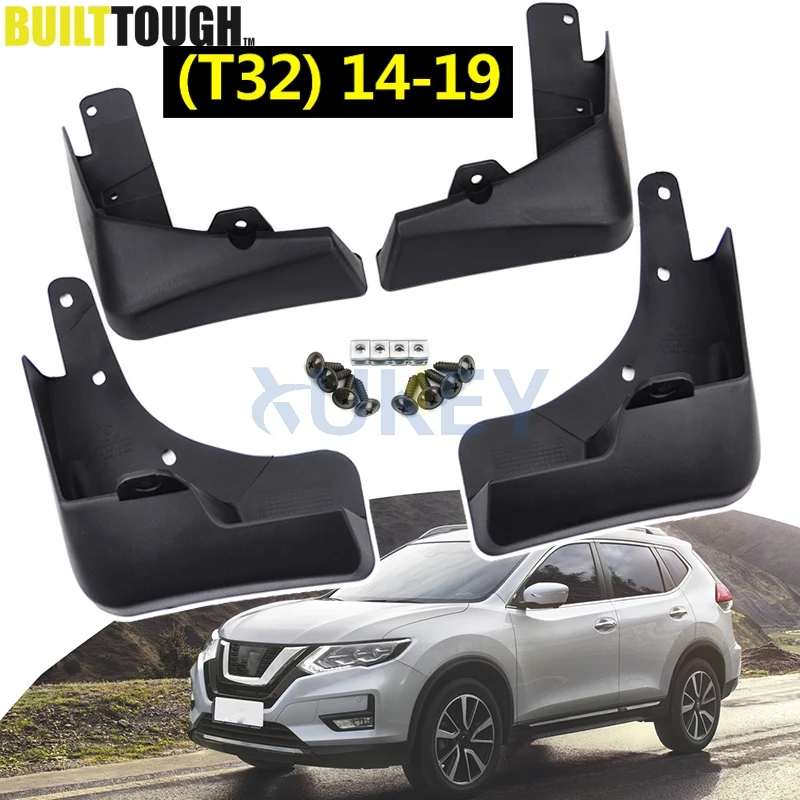 Set Molded Car Mud Flaps For Nissan X-Trail Rouge T32 2014-2019 2016 2017 Xtrail Splash Guards Mud Flap Mudguards Fender Styling