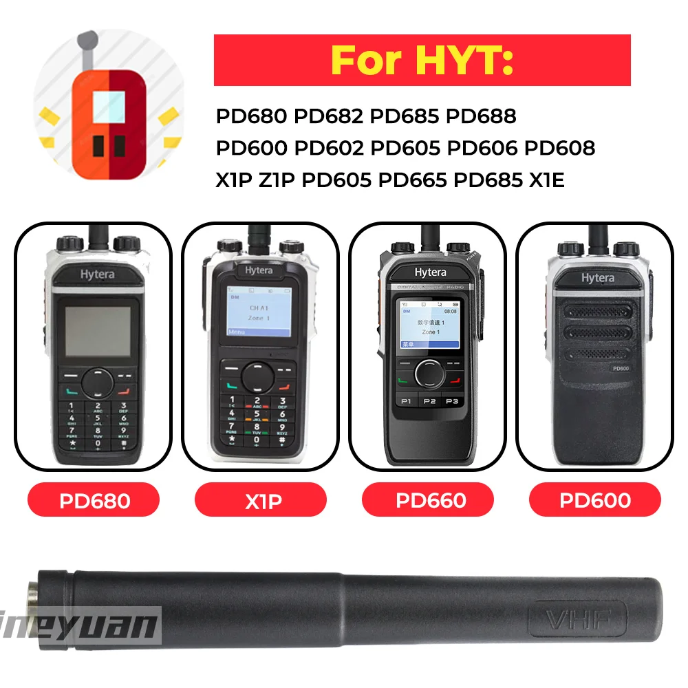 9cm/3.54inch VHF 136-174Mhz Antenna for Hytera Hyt Xip PD600 PD602 PD605 PD606 PD608 PD680 PD682 PD685 PD688 Walkie Talkies