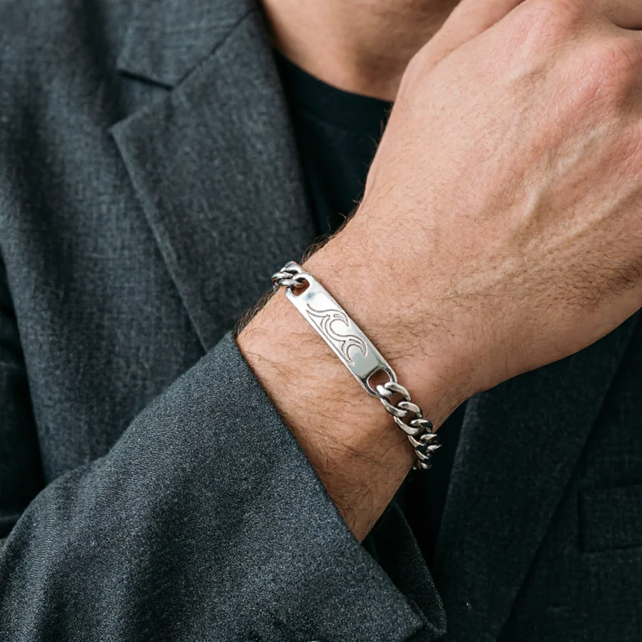 Hiphop Rock Stainless Steel Link Bracelet Men Adjustable Extended Chain Pattern Letter Braslet Charm Cool Homme Wrist Jewelry