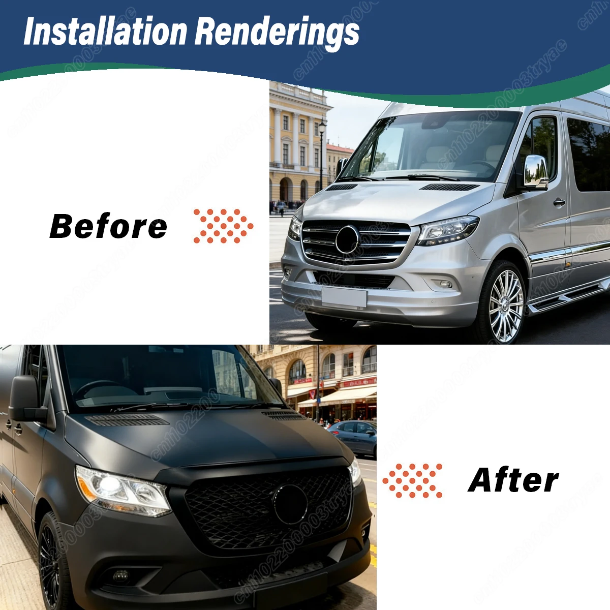 For Mercedes-Benz Sprinter W907 2018 2019 2020 2021 2022 2023 Car Front Hood Sand and Stone Baffle Cover Body Protection Kit