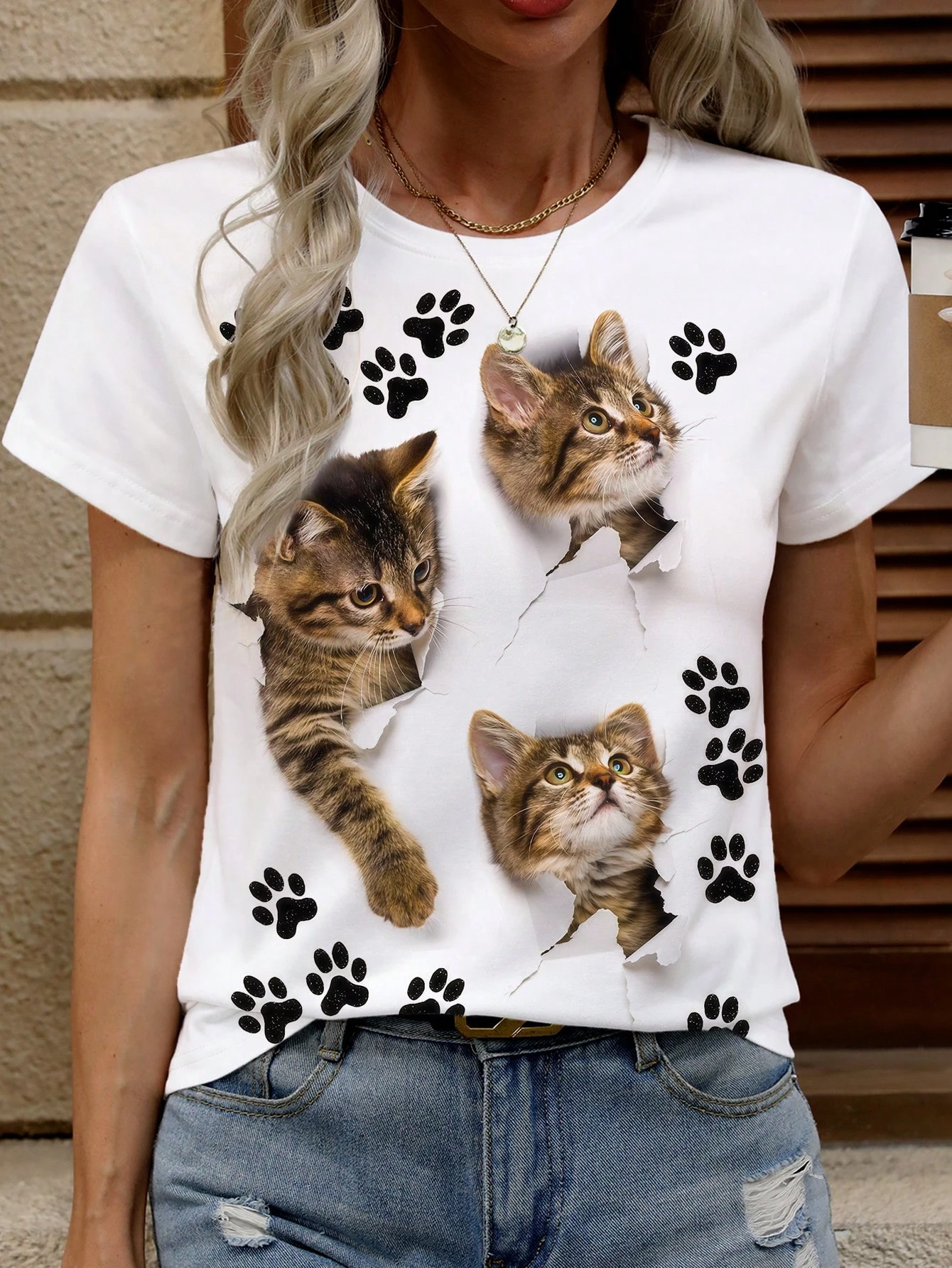 Women's T-Shirt Cute Animal Graphic Tops Summer Outdoors Casual Puppy Print Short Sleeve T-Shirt Fashion O-Neck Women Clothing