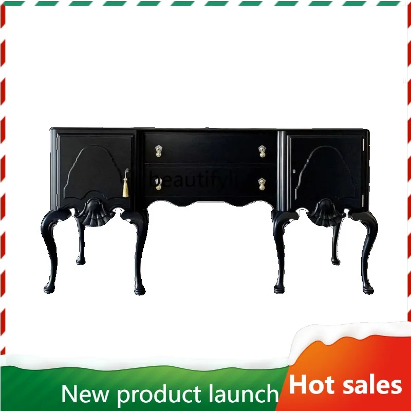 

F56 French Retro Solid Wood Entryway Cabinet American Style Entrance Hall Partition Cabinet Living Room Decorative Storage Cabin