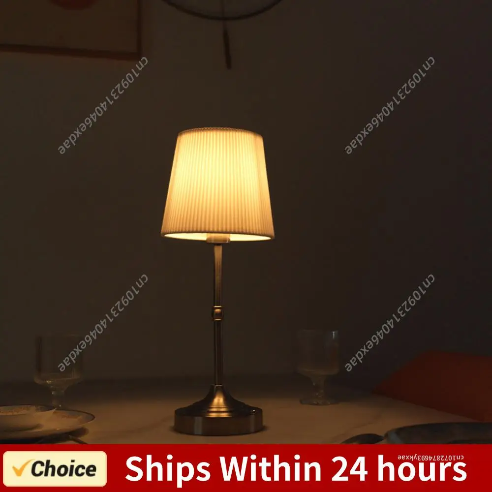 

Bedside Dining Room Lamp USB Rechargeable Touch Control Fabric Shade Ambient Light 2200K Warm Light Portable Cordless Table Lamp