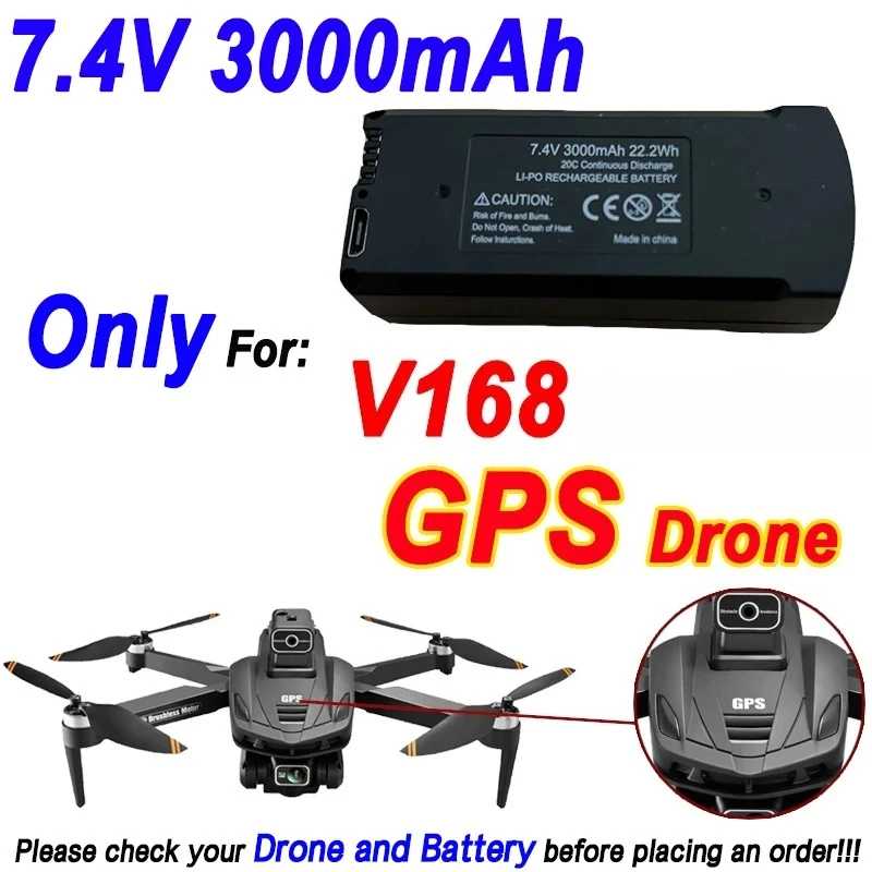 Recentemente atualizado 7.4v 3000mah bateria de drone de alta qualidade para v168 bateria de reposição peças de drone acessórios bateria recarregável