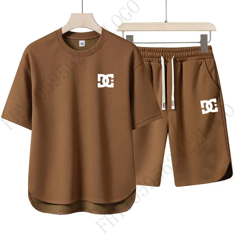 Men's casual T-shirt + sweatpants, quick-drying T-shirt, shorts set, men's dry suit, breathable training suit, men's casual spor