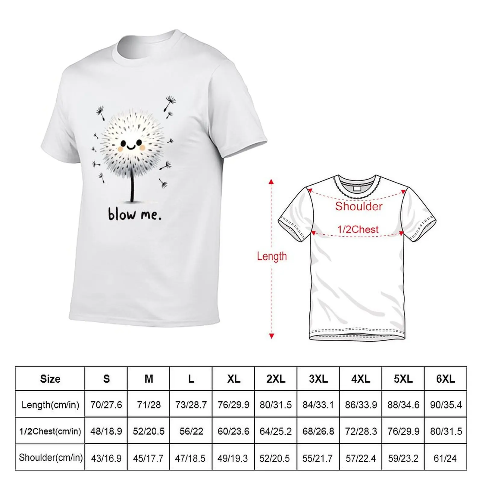 Kawaii Dandelion Blow Me Cute Smiling T-Shirt Sweat Absorbing Sports Tee Shirt