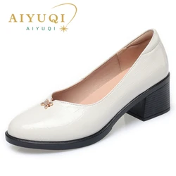 AIYUQI Women Shoes Mid-heel 2024 Spring New Formal Dress Ladies Shoes Genuine Leather Large Size 41 42 43 Women's Work Shoes