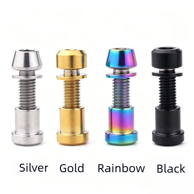 2/4pcs Titanium Alloy Bolts M5x18mm Bicycle Handlebar Stem Screw with Washer for MTB Road Bike Carbon Stem Front Forking Lock 4