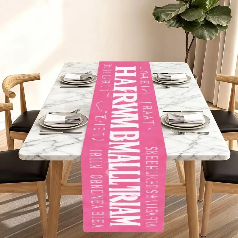 1 Piece of Modern Vibrant Pink Table Runner with Eye-Catching Font Design, Suitable for Farmhouse, Indoor, Kitchen, Celebrations, Table Decoration, Restaurant, and Banquet Decoration Supplies