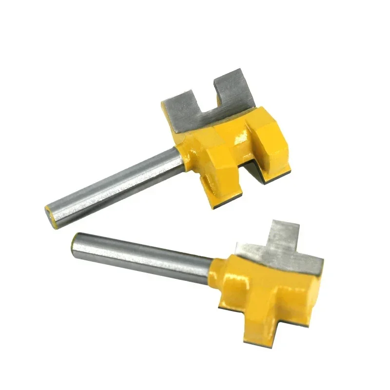 

2pcs 6mm Shank T-Slot Tenon Milling Cutter Carving Knife Square Tooth Router Bits for Wood Tool Woodworking