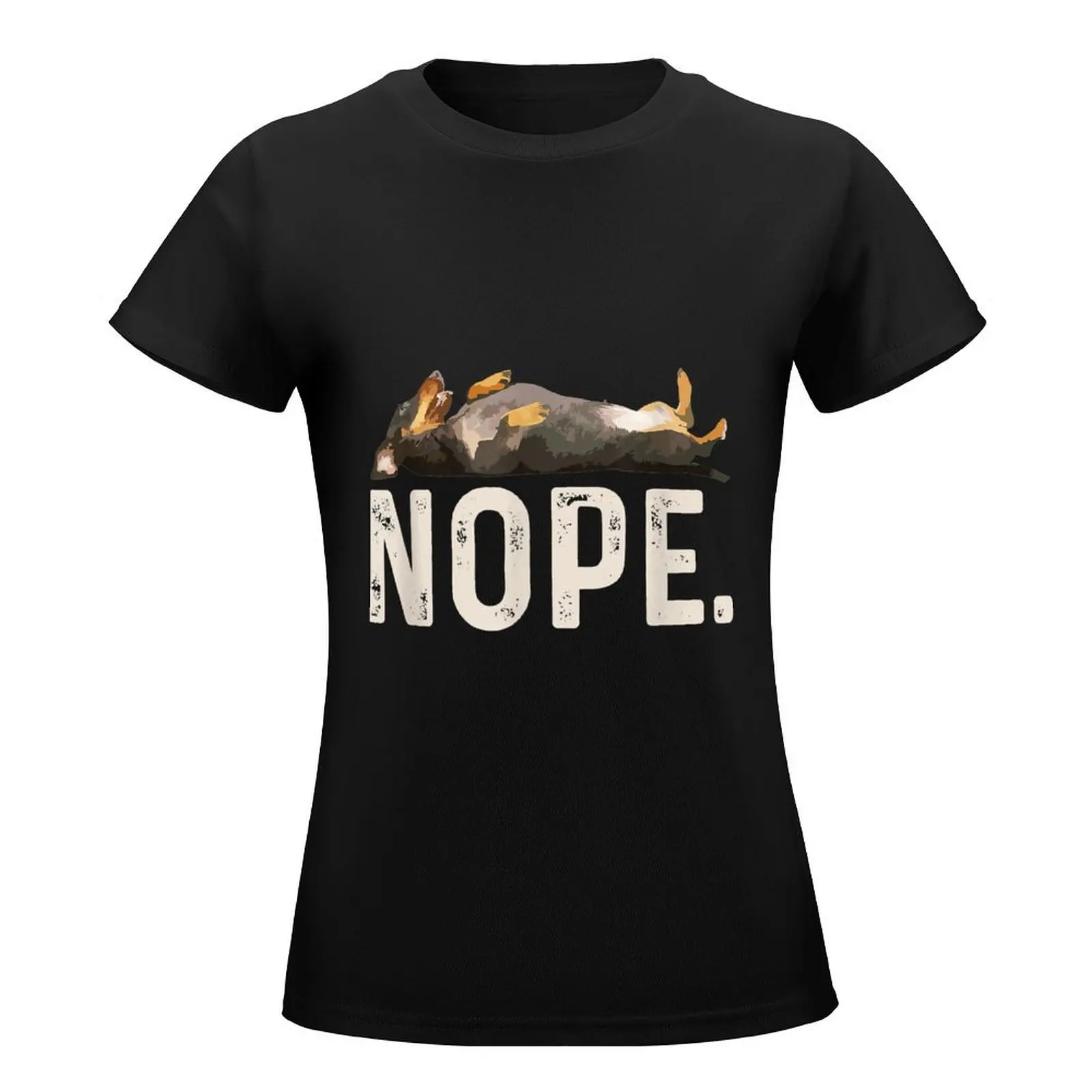 Nope Lazy Dachshund T-Shirt vintage funny plain blanks white t-shirt dress for Women sexy