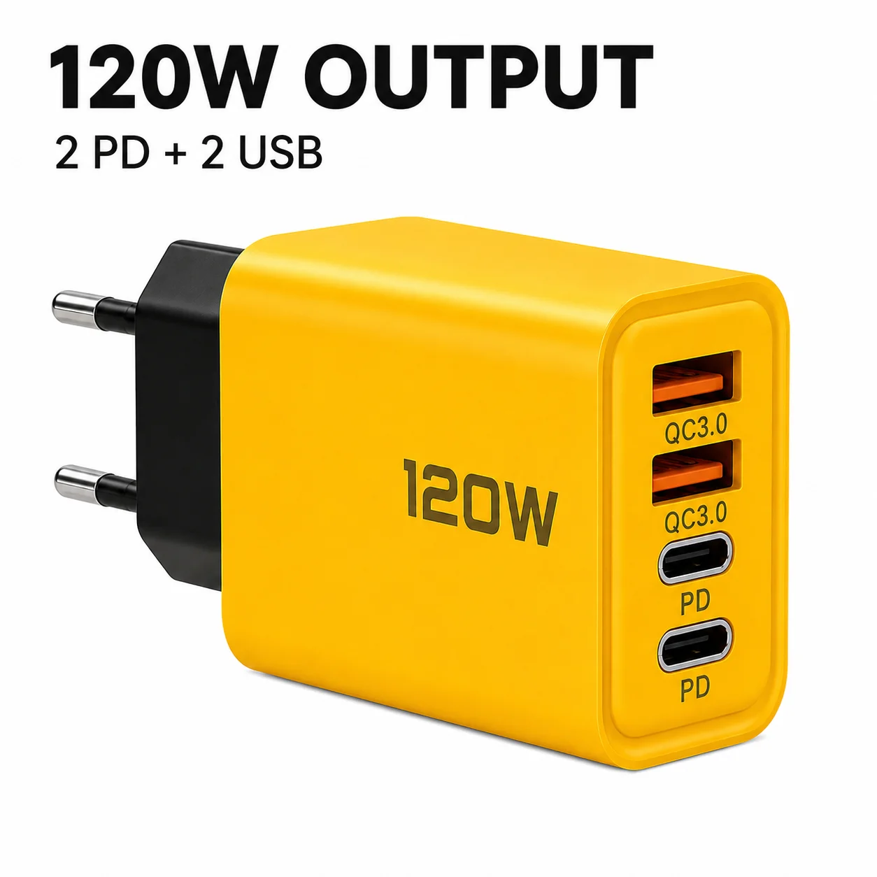 120W Total Power 4 Port Type C USB Charger Fast Charging Wall Adapter Quick Charge for iPhone Samsung Xiaomi Mobile Phone