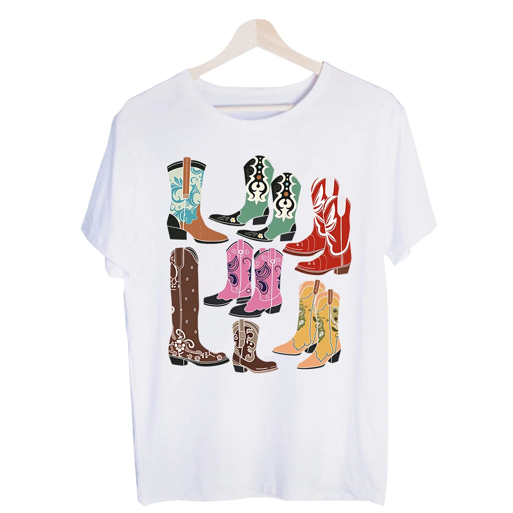 Men's Cowboy Boots Graphic Tee, Short Sleeve Western Style T-Shirt for Casual Daily Wear