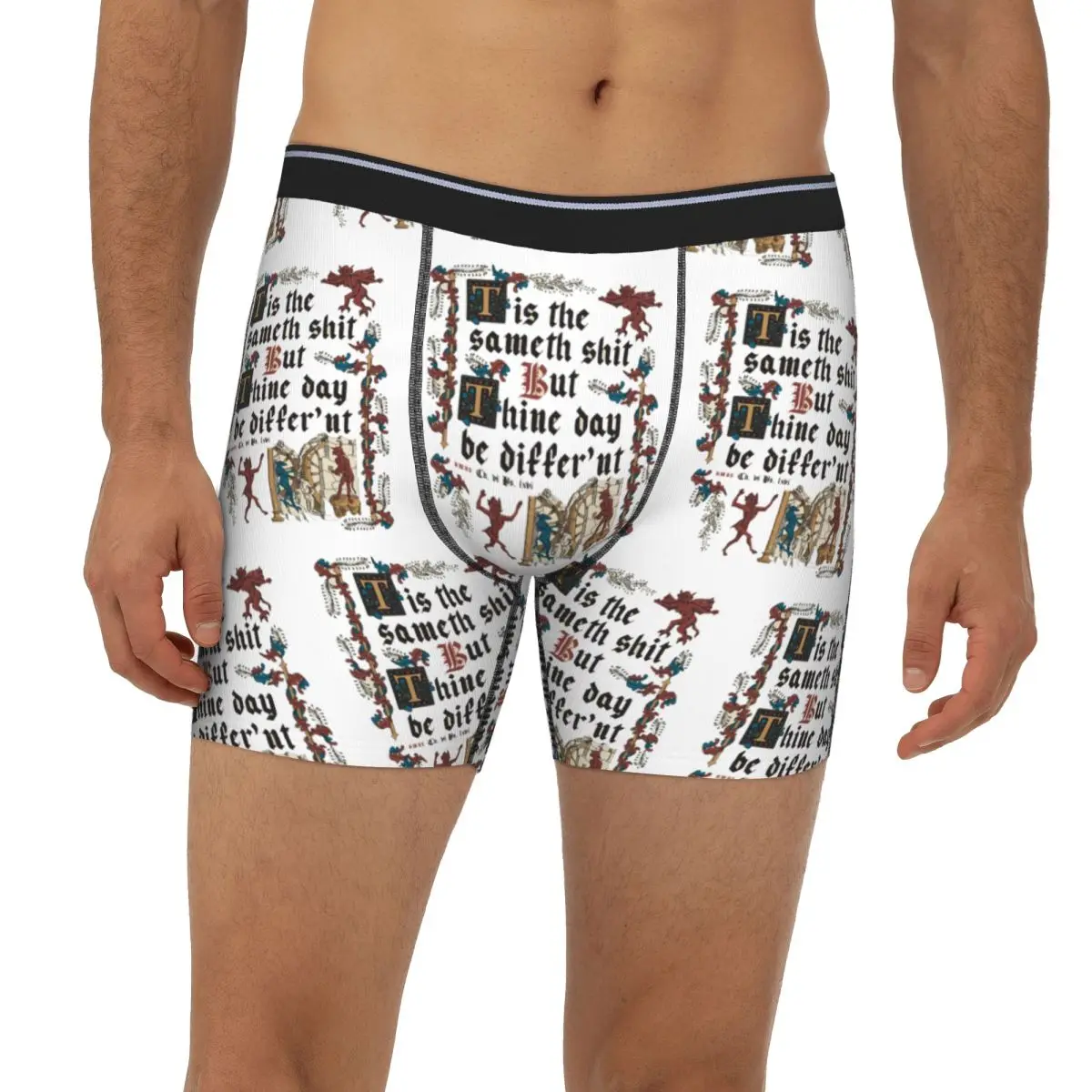 

Длинные трусы-боксеры в средневековом стиле с английской историей, короткие мужские трусы, нижнее белье для мужчин, подарки бойфренду