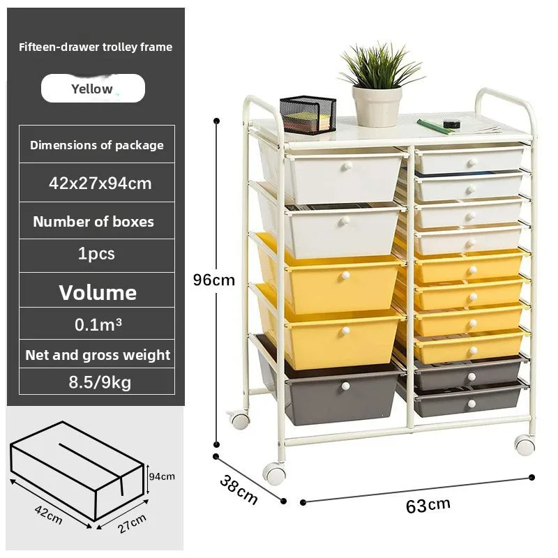 Cart rack Multifunctional plastic utility rack Movable drawer locker rack