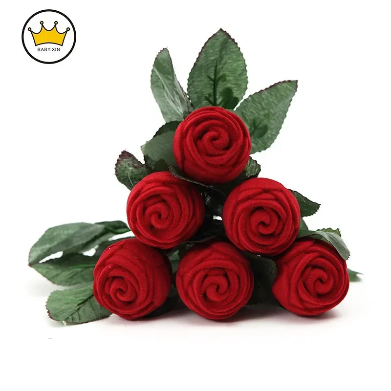 

6 шт., коробка для колец с красной розой, подарочная коробка для колец на день Святого Валентина, предложение, коробка для колец, органайзер для сережек, шкатулки для ювелирных изделий и упаковка