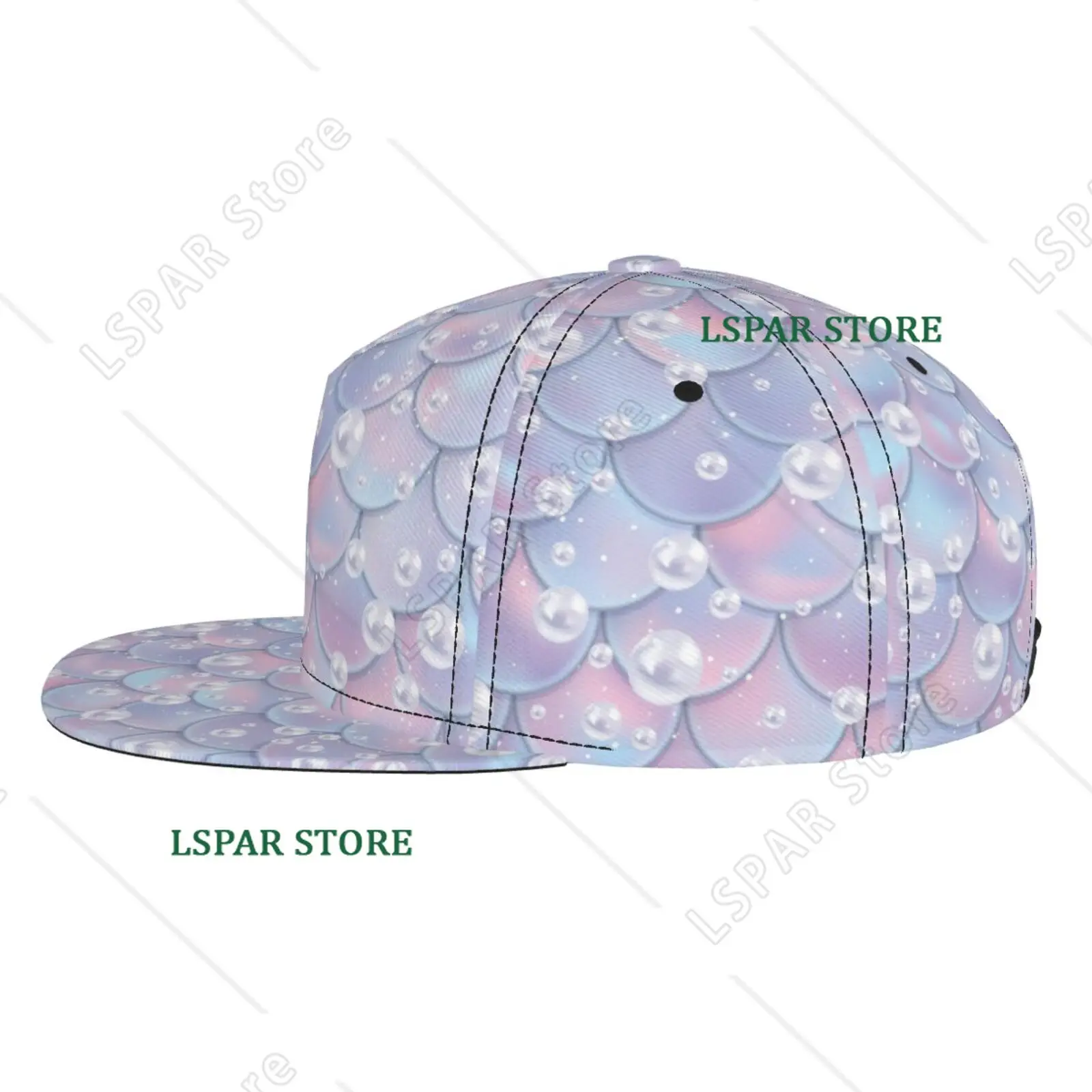Mermaid Printed Flat Brimmed Hat Street Skateboarding Hip Hop Hat Outdoor Leisure Sunshade Baseball Hat Universal