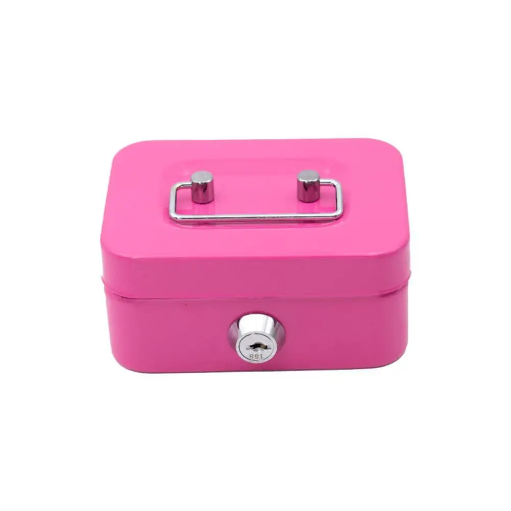 Mini Cash Box Lockable Security Money Safe Box Metal Key Money Coin Bank Piggy Bank Portable Coin Boxes For Kids Adults E0S5