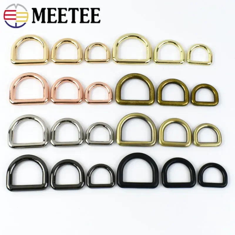 Meetee 10Pcs 10-38mm Metal Buckles For Bag Strap D Ring Clasp Belt Buckle Dog Collar Webbing Hook DIY Sewing Accessories G7-3