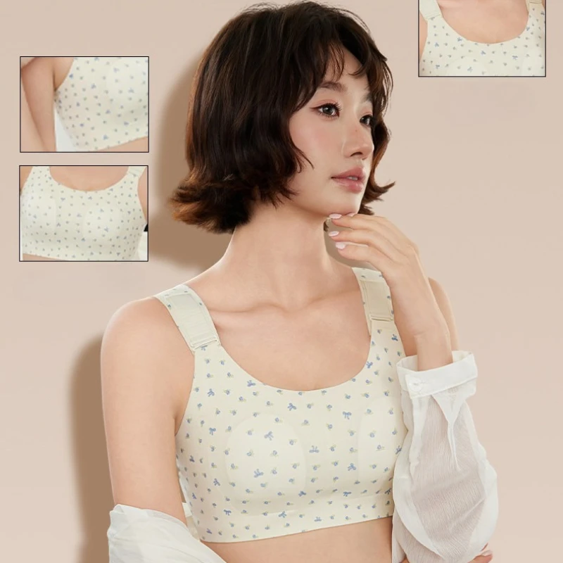 Women Plus Size M-XL Rabbit Ear Cup Bra Thin Seamless Minimizer Anti Protrusion Side Support Beauty Back Wireless Underwear