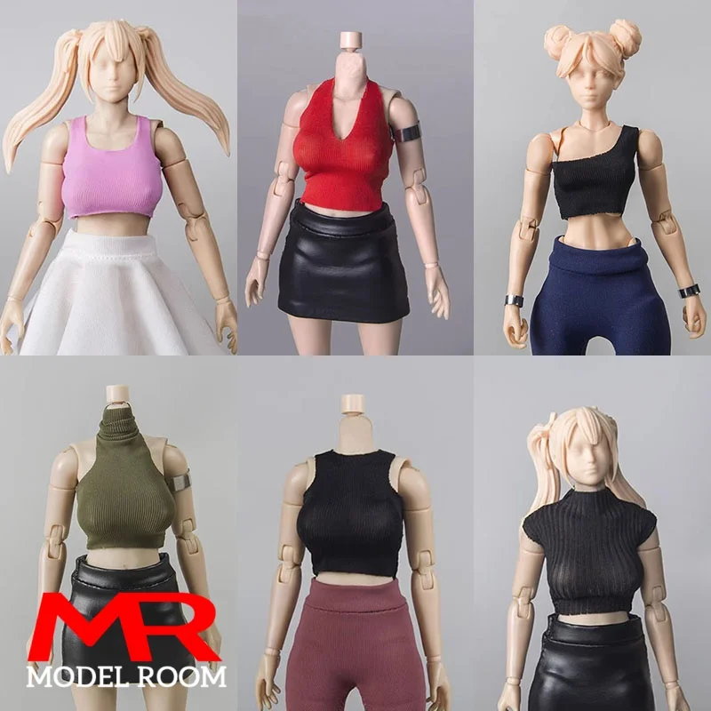 1/12 Scale Female Sleeveless Top Vest Clothes Model Fit 6'' Romankey Crazy Figure Soldier Action Figure Body Dolls