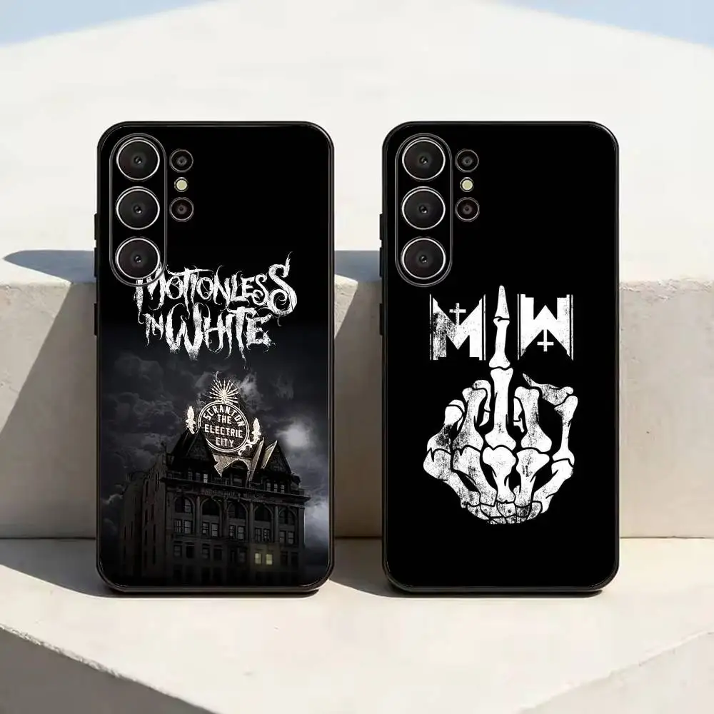 M-Motionless In White Black Soft Silicone Phone Case for Samsung Ultra S26, S24, S21, S22, S23, S30, Plus, Lite
