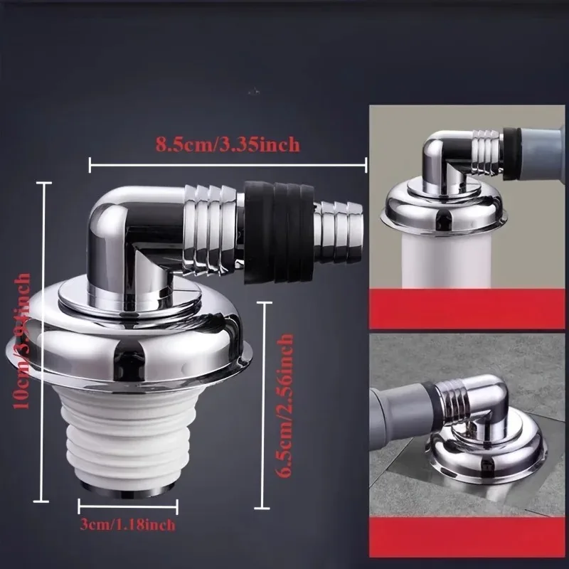 2026 Washing Machine Floor Drain Connector, Drain Pipe, Sewer Odor and Overflow Preventer, Bathroom Three-Way Cover image 3