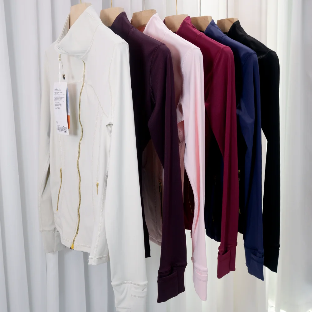 New Version Gold Zipper Slimming Jacket Yoga Stand Collar Coat Slim Fit Quick-Dry Sports Thin GoldThin Twilight Rose Gold Summer