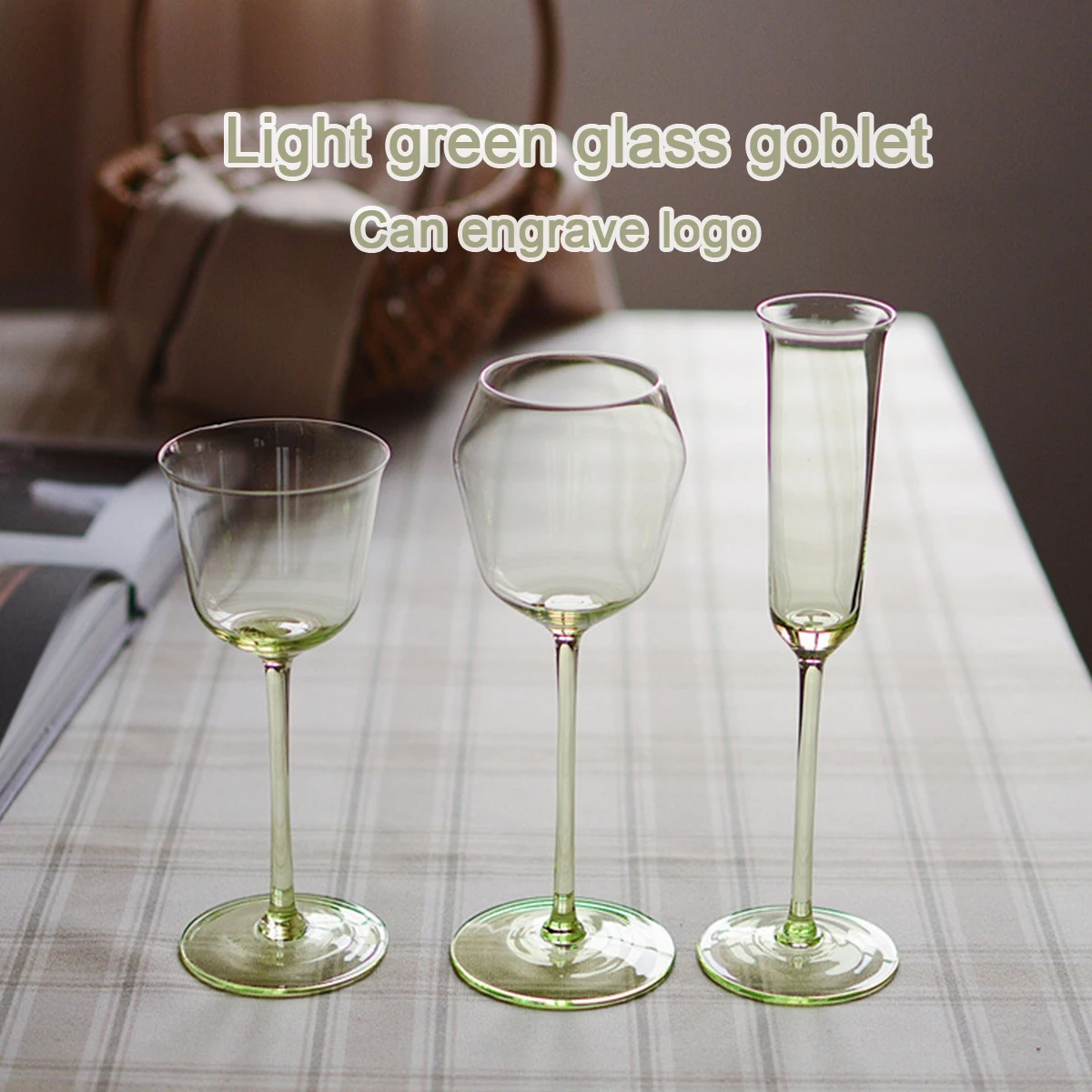 (Can Engrave Logo) 100/200/280ML Green Crystal Red Wine Glass, Party Champagne Cup, Wine Tasting Glass, Cocktail Cup, Bar Goblet