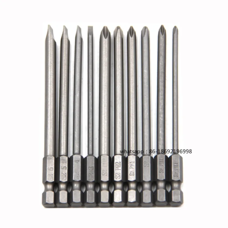 10pc Cross 100mm Hexagonal Handle Screwdriver Set Magnetic Straight Extended Screwdriver Electric Tool Accessories