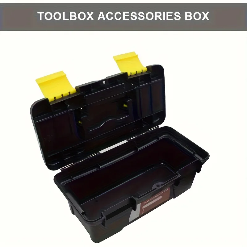 Large-Capacity Household Toolbox with Multiple Top Compartments, Plastic Tool Organizer with Lid & Handle, for Workshop Garage