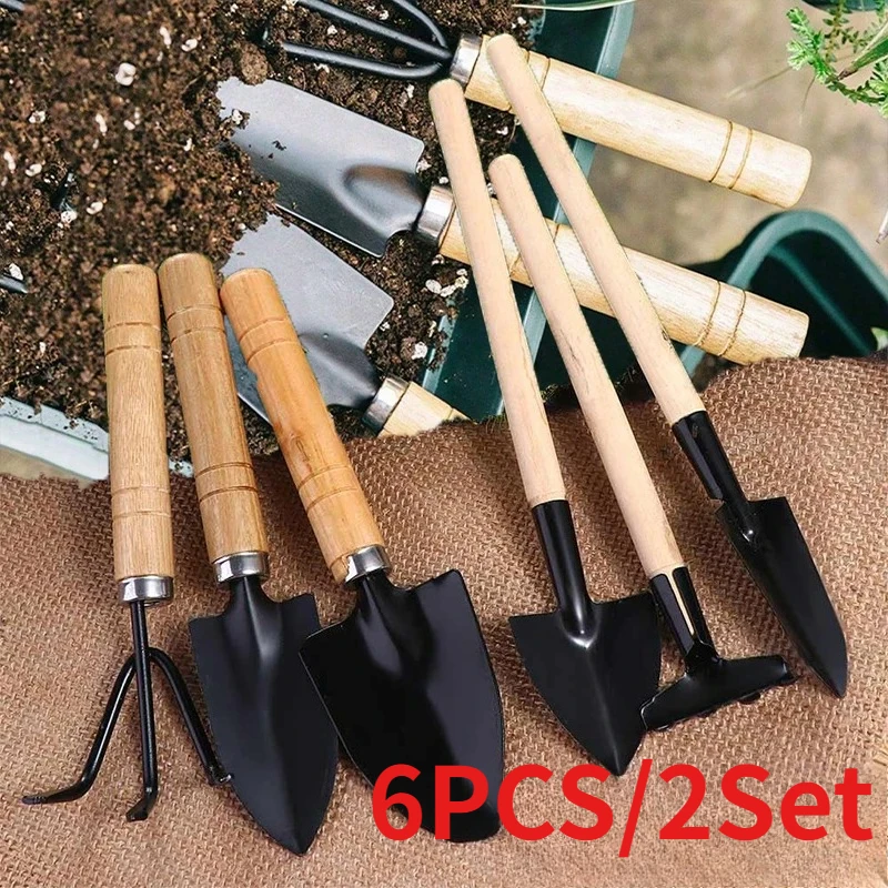3PCS/Set Mini Gardening Shovel Household Portable Gardening Tool With Handles Shovel Rake Indoor Gardening Planting Flower Tools