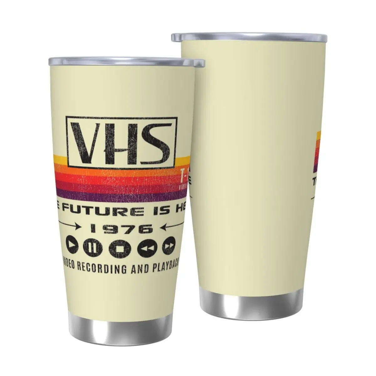 VHS المستقبل هنا 1976 مهترئ Lts الفولاذ المقاوم للصدأ بهلوان فراغ معزول أكواب الحرارية الباردة القش مع غطاء 20 أوقية