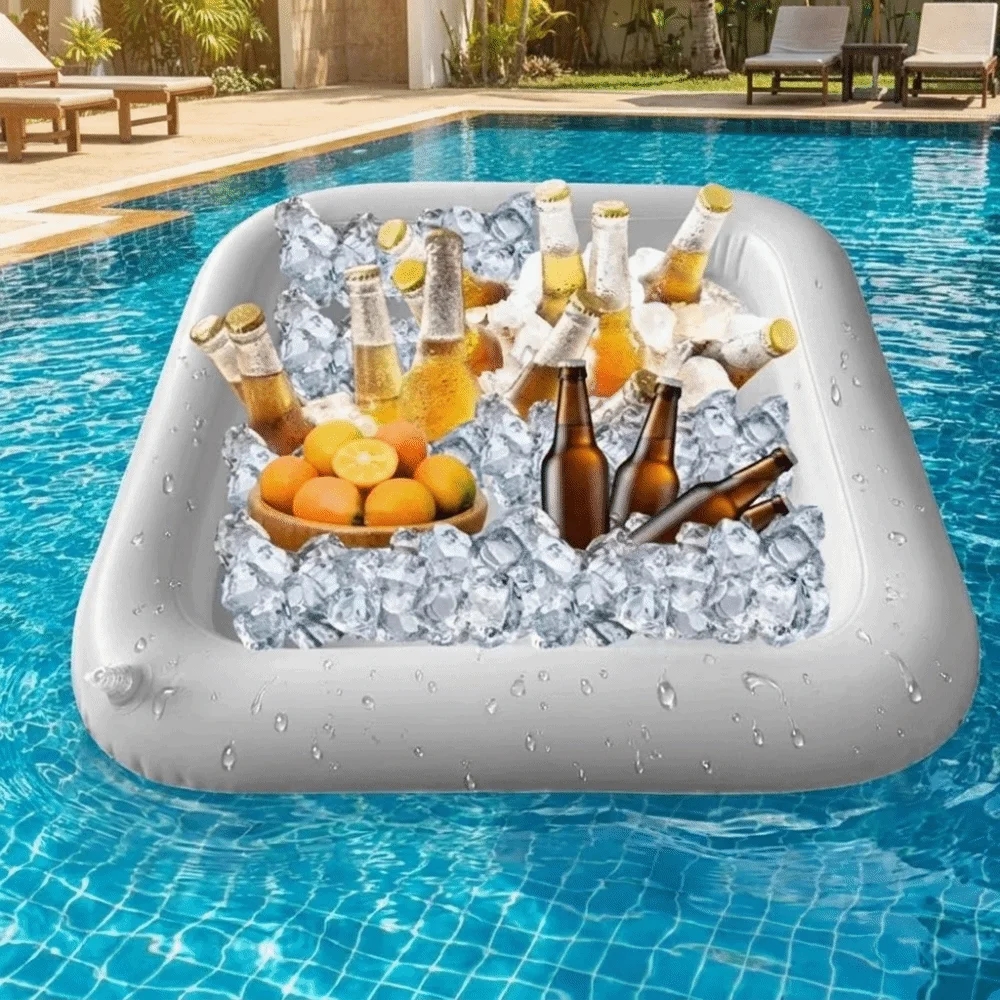 PVC Inflatable Serving Bar Multi-functional Lightweight Inflatable Floating Tray Drink Tray Portable Salad Tray Pool Party