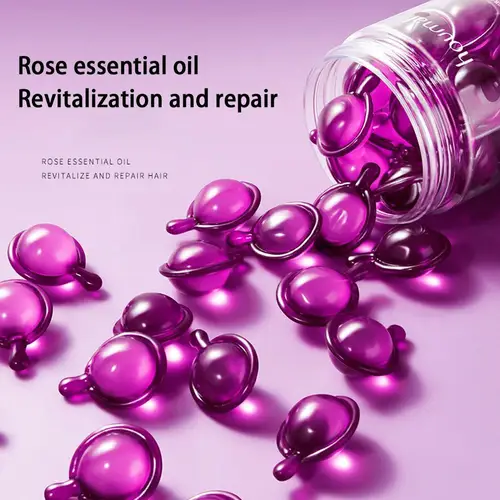 Suero de peinado para cabello rizado y seco, cápsulas de aceite de esencia de rosa, acondicionador Antifrizz sin enjuague, repara el cabello seco y dañado