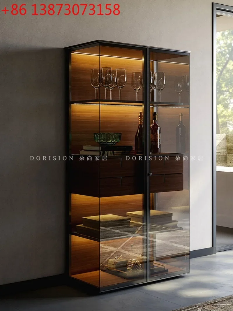 

Italian light luxury living room home wall figure glass display cabinet