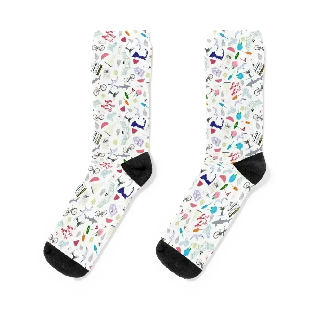 

Cape cod design Socks essential floral funny gift Stockings compression Socks Male Women's