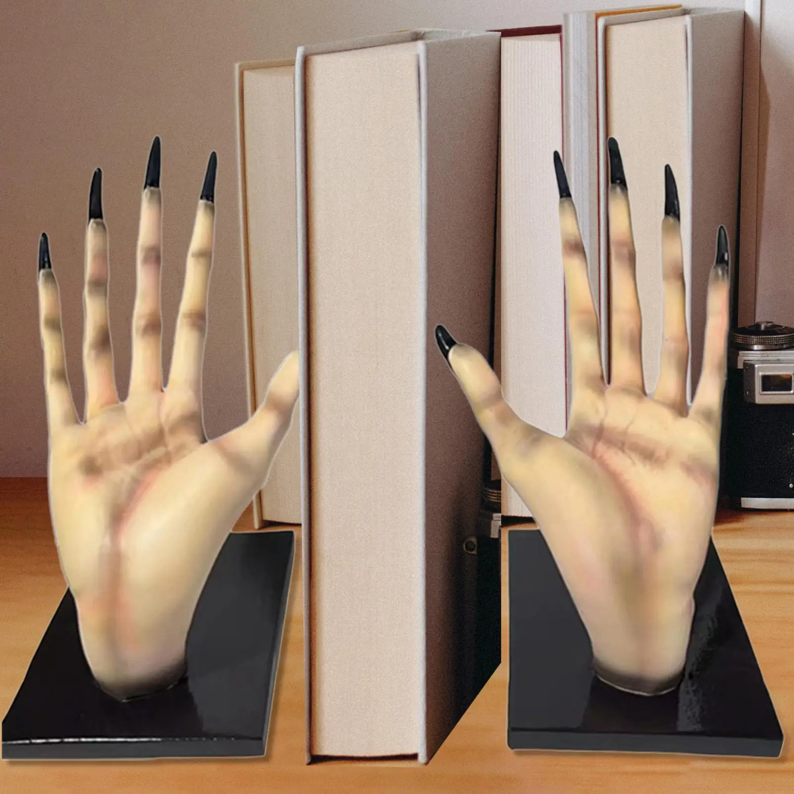 2Pcs Resin Witch Hand Bookends Statue, Decorative with Anti Slip Ends Support